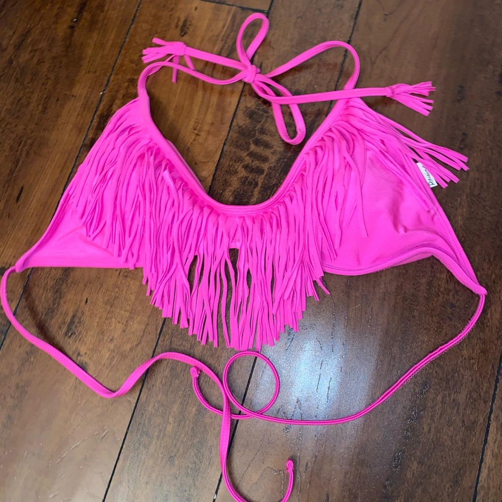 Fringe Hot Pink Bathing Suit Top